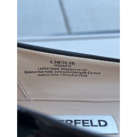 Karl Lagerfield Vadas Black Patent Leather Flats - Size 35.5- 5.5 Standard Width - Picture 5 of 8